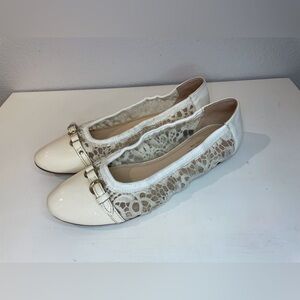 AGL Monia Leather Lace Ballet Flats‎ in White Size 11 (41)